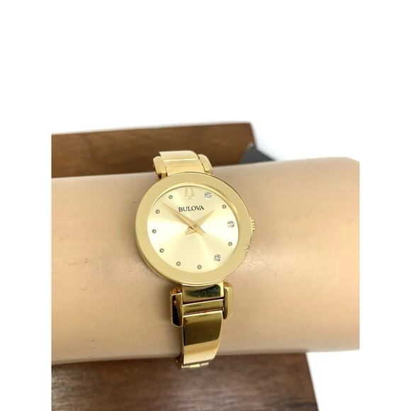Bulova Women's Watch 97P164 Marc Anthony Quartz Bangle Petite Diamond Gold Dial - Picture 11 of 14